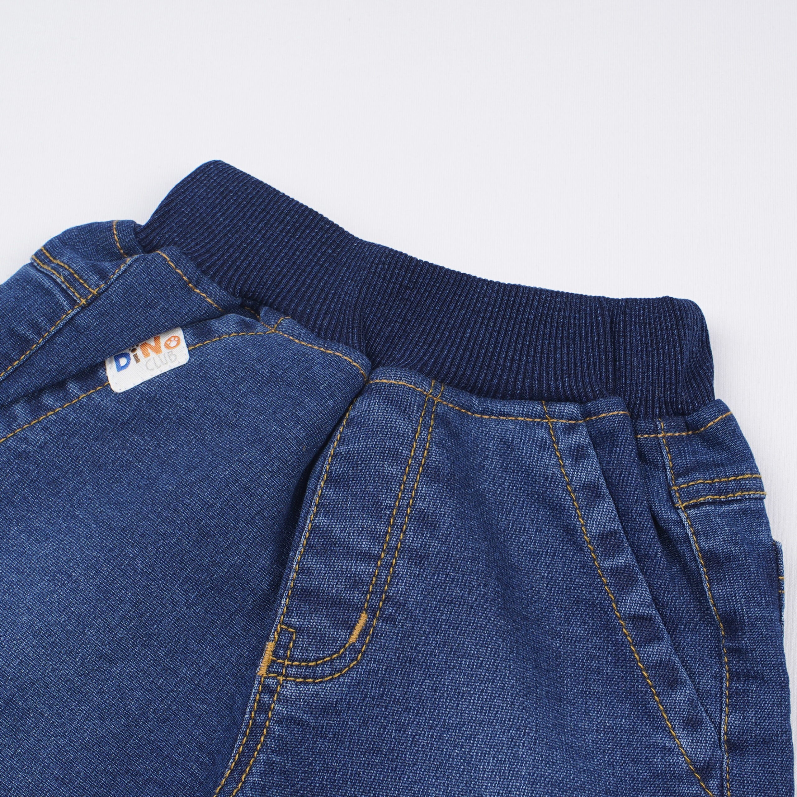 Little Kangaroos Baby Boys Dark Blue Dinosaur Patch Denim Shorts