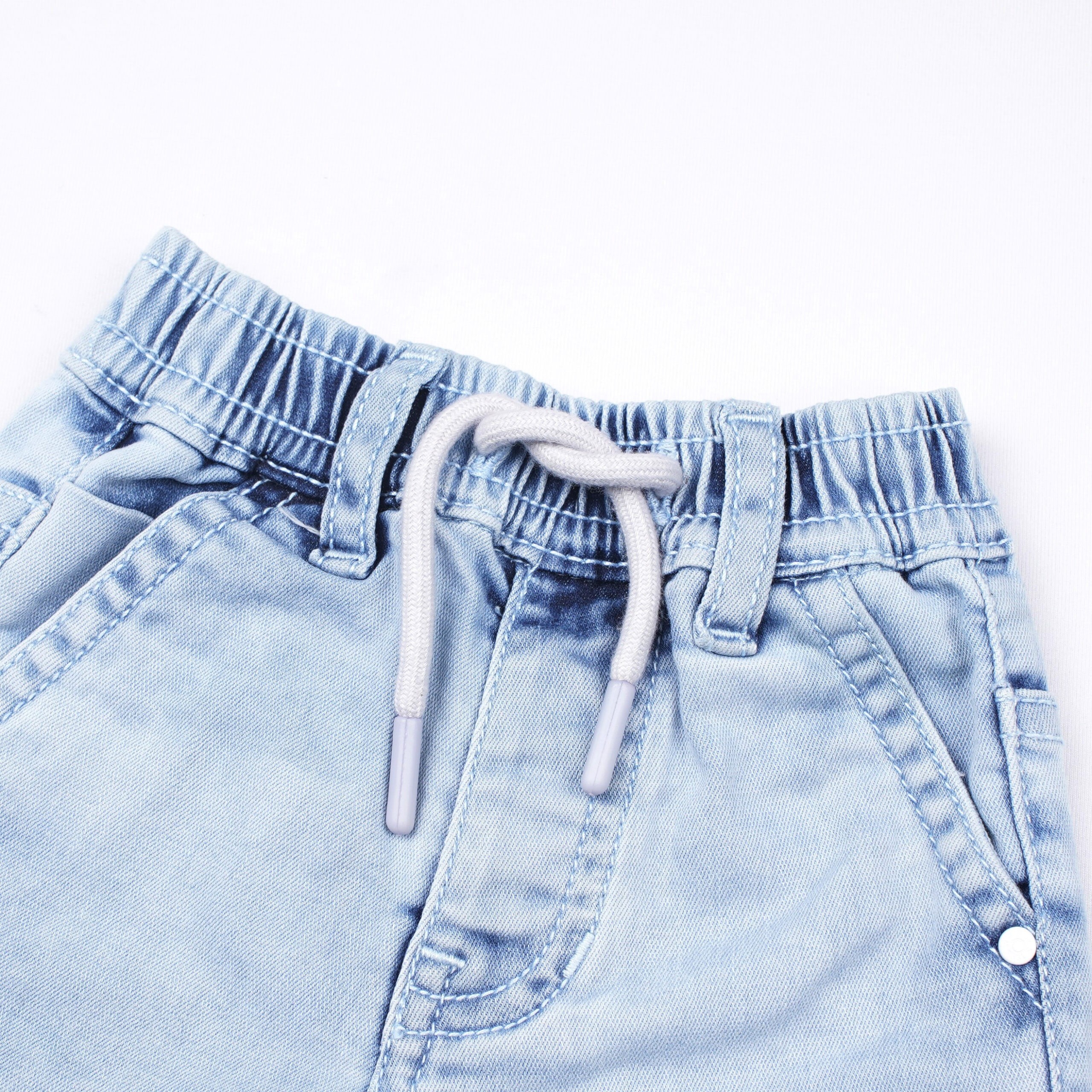 Ruff Ice Blue Lightly Washed Regular Fit Denim Shorts