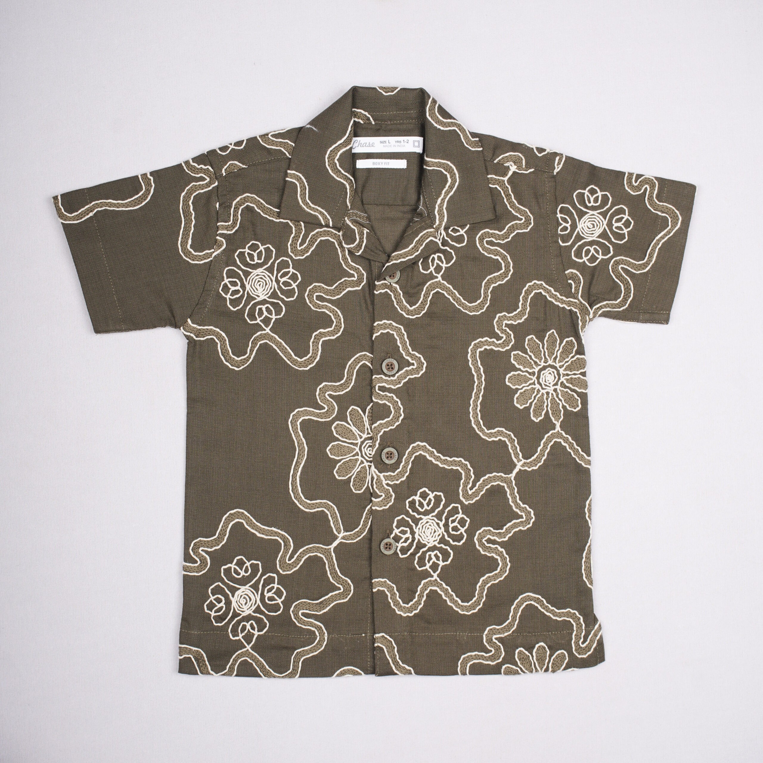 Chase Boys Embroidered Boxy Fit Casual Shirt