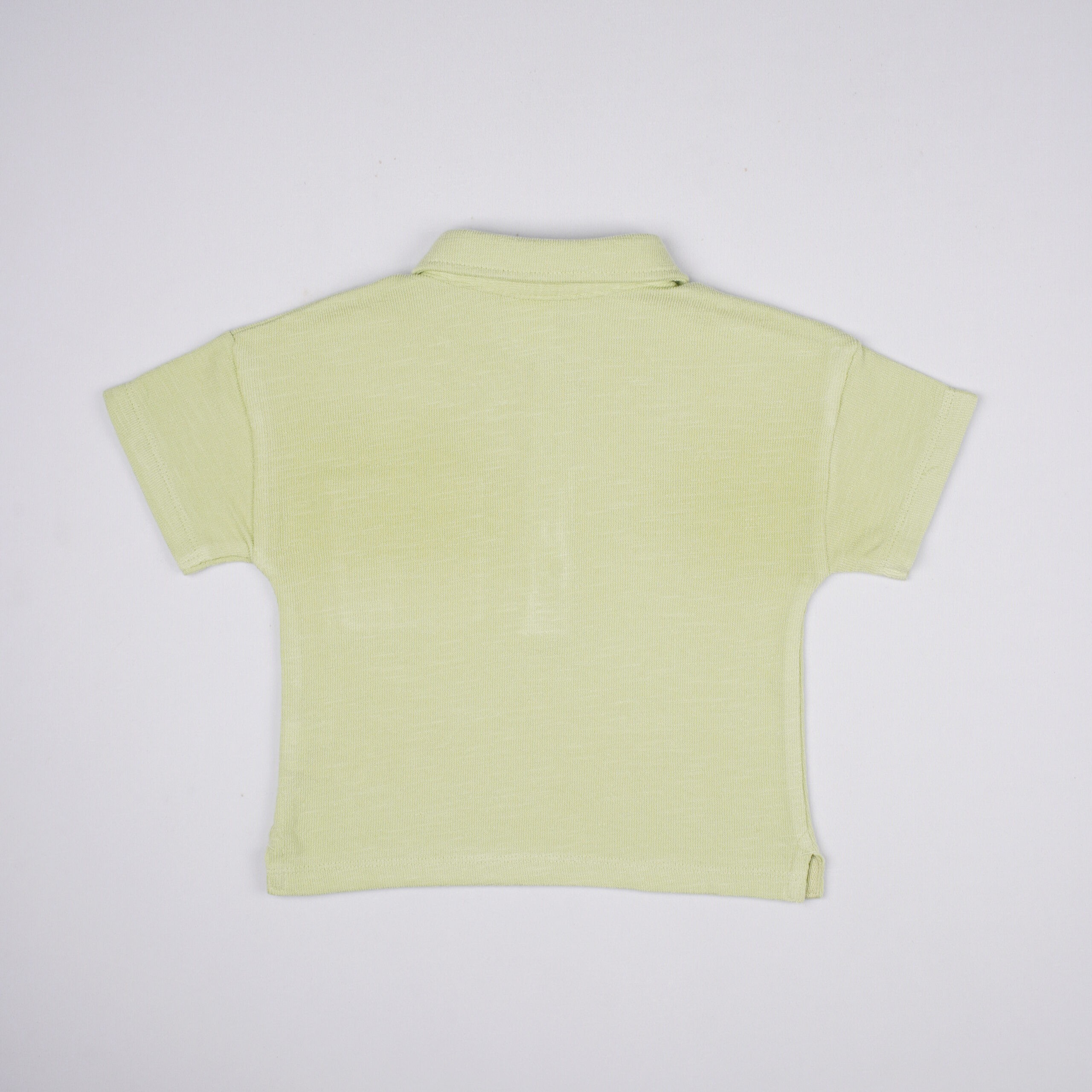 Mini Klub Boys Lime Green Textured Cotton Polo T-Shirt