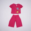 Justtots Hot Pink Embroidered Patch Top and Culottes Set