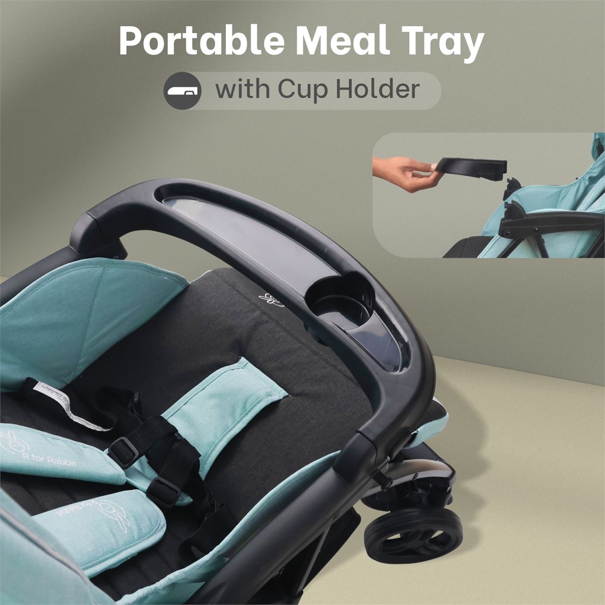 R FOR RABBIT Poppin Joy Stroller Green Black