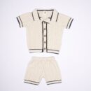 Toffyhouse Cream Cable-Knit Shirt and Shorts Set