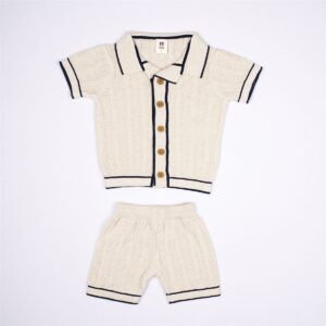 Toffyhouse Cream Cable-Knit Shirt and Shorts Set