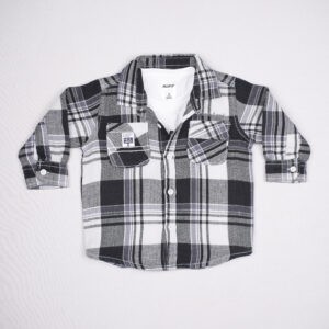 Ruff Boys Black Plaid Casual Shirt & Layered Tee Set