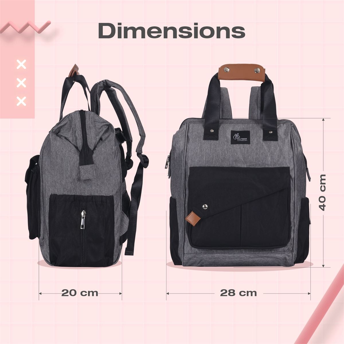 R For Rabbit Caramello Delight Daiper Bag - Black Grey