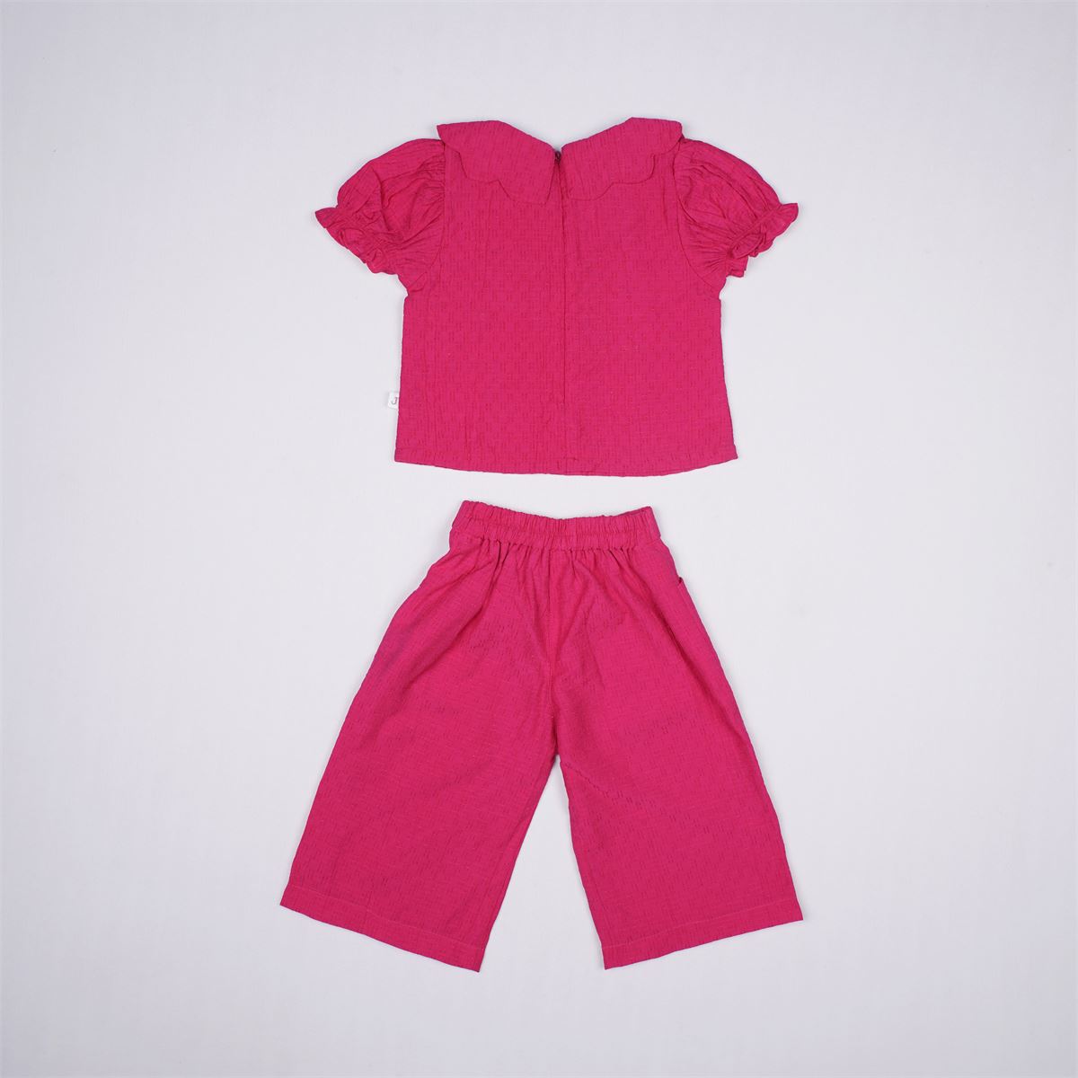 Justtots Hot Pink Embroidered Patch Top and Culottes Set