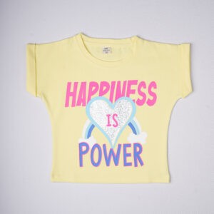 Dailywear Lemon Yellow Sequined Kids' T-Shirt