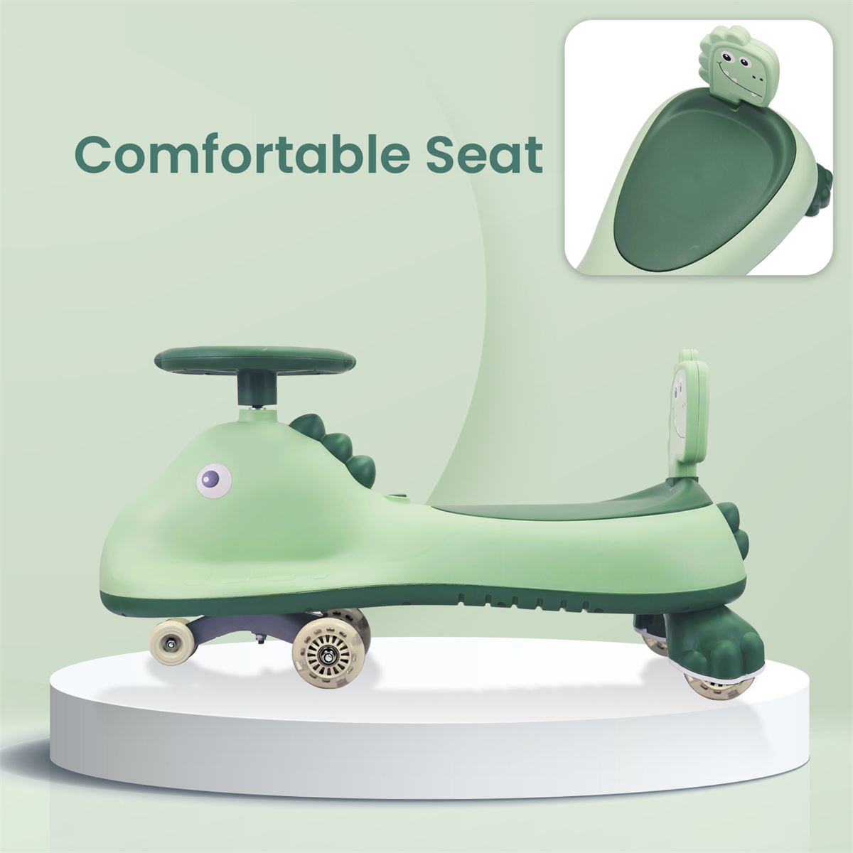 R for Rabbit - Iya Iya Dino - Swing Car Sea Green