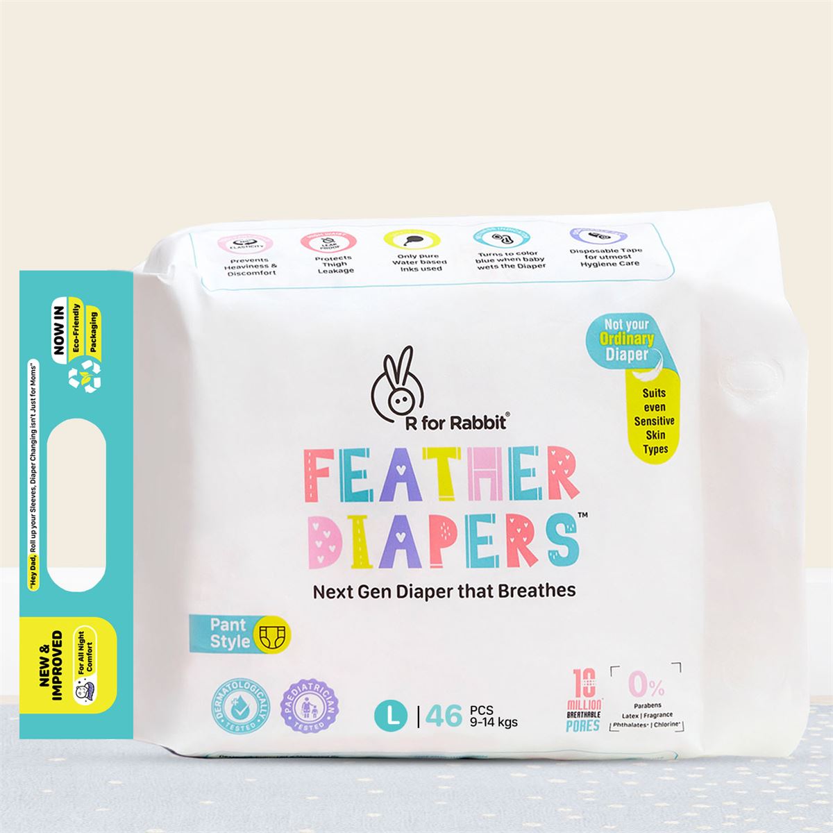 R For Rabbit Feather Diaper L pack of 46