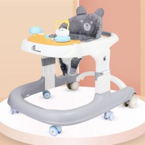 R for Rabbit Little Feet Adjustable Baby Walker (Grey & Yellow)
