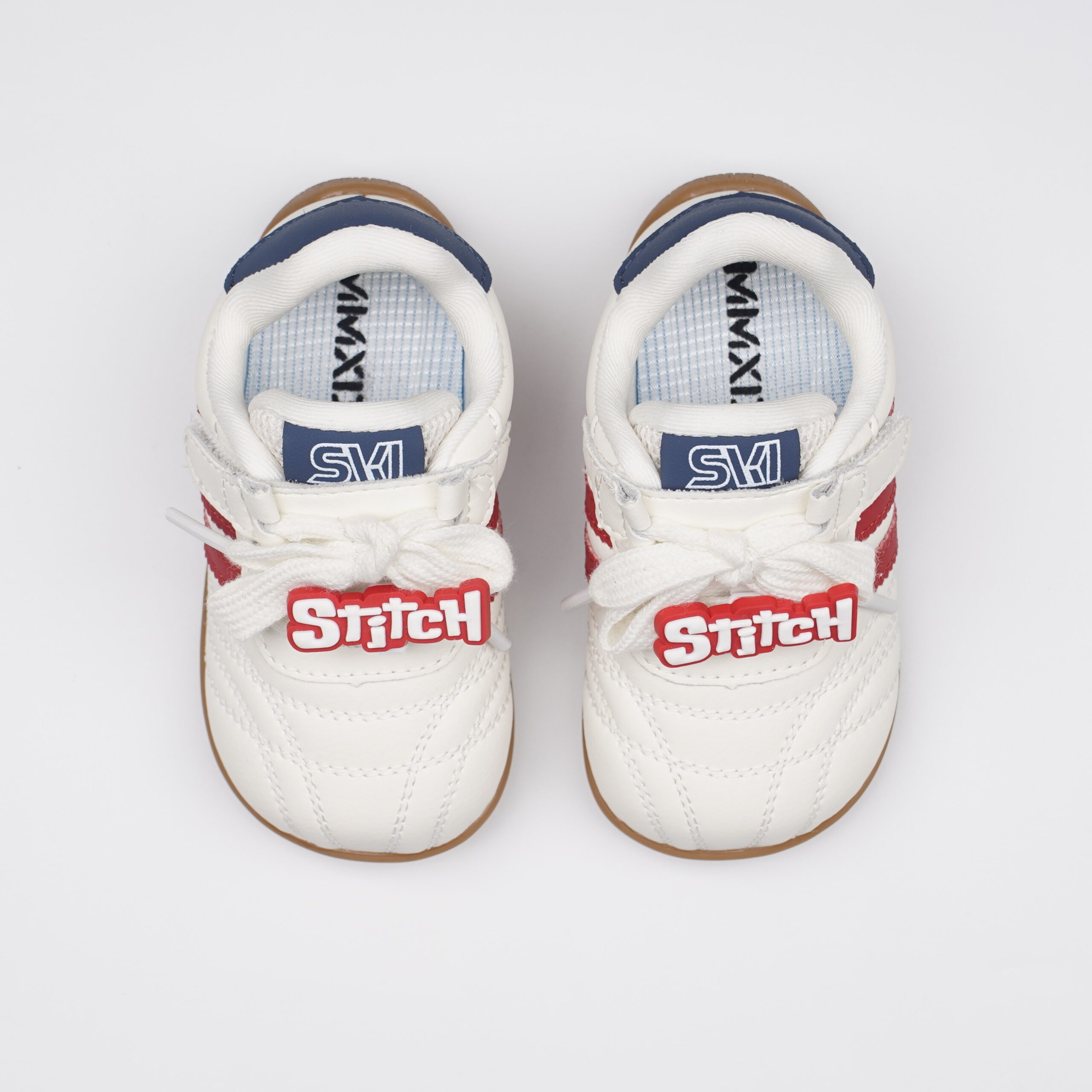 Urbantots Stitch' Sporty Casual Sneakers – Off-White & Red