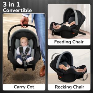 R for Rabbit Car Seat & Carry Cot (Dark Grey & Black)