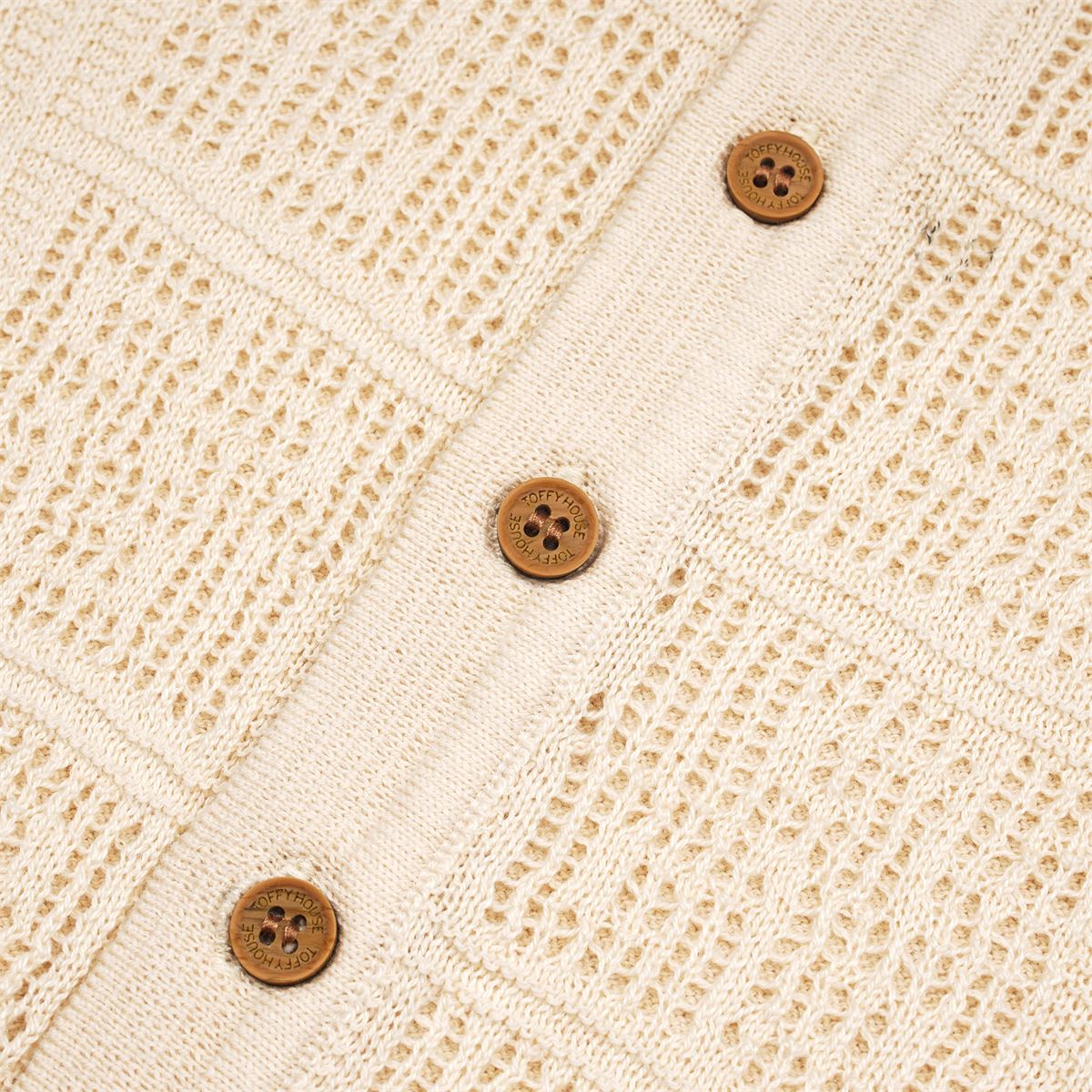 Toffyhouse Cream Open-Knit Shirt and Beige Shorts Set