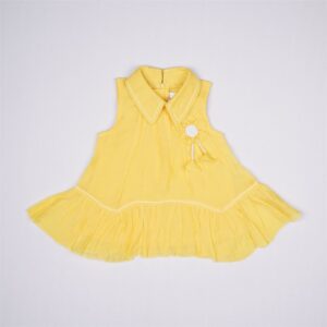 Justtots Bright Yellow Collared Ruffled Frock