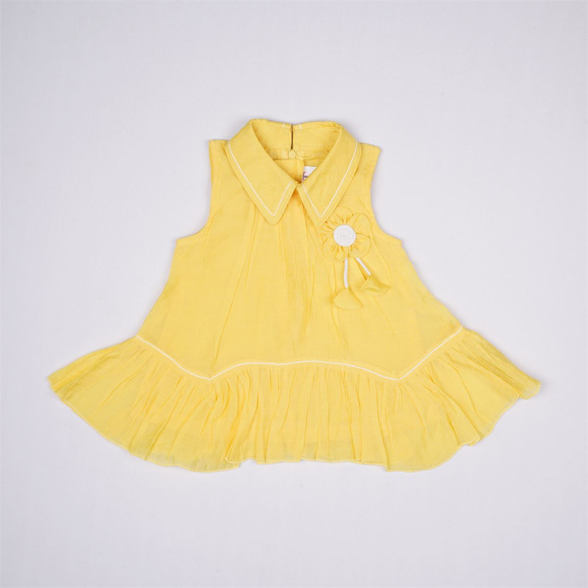 Justtots Bright Yellow Collared Ruffled Frock