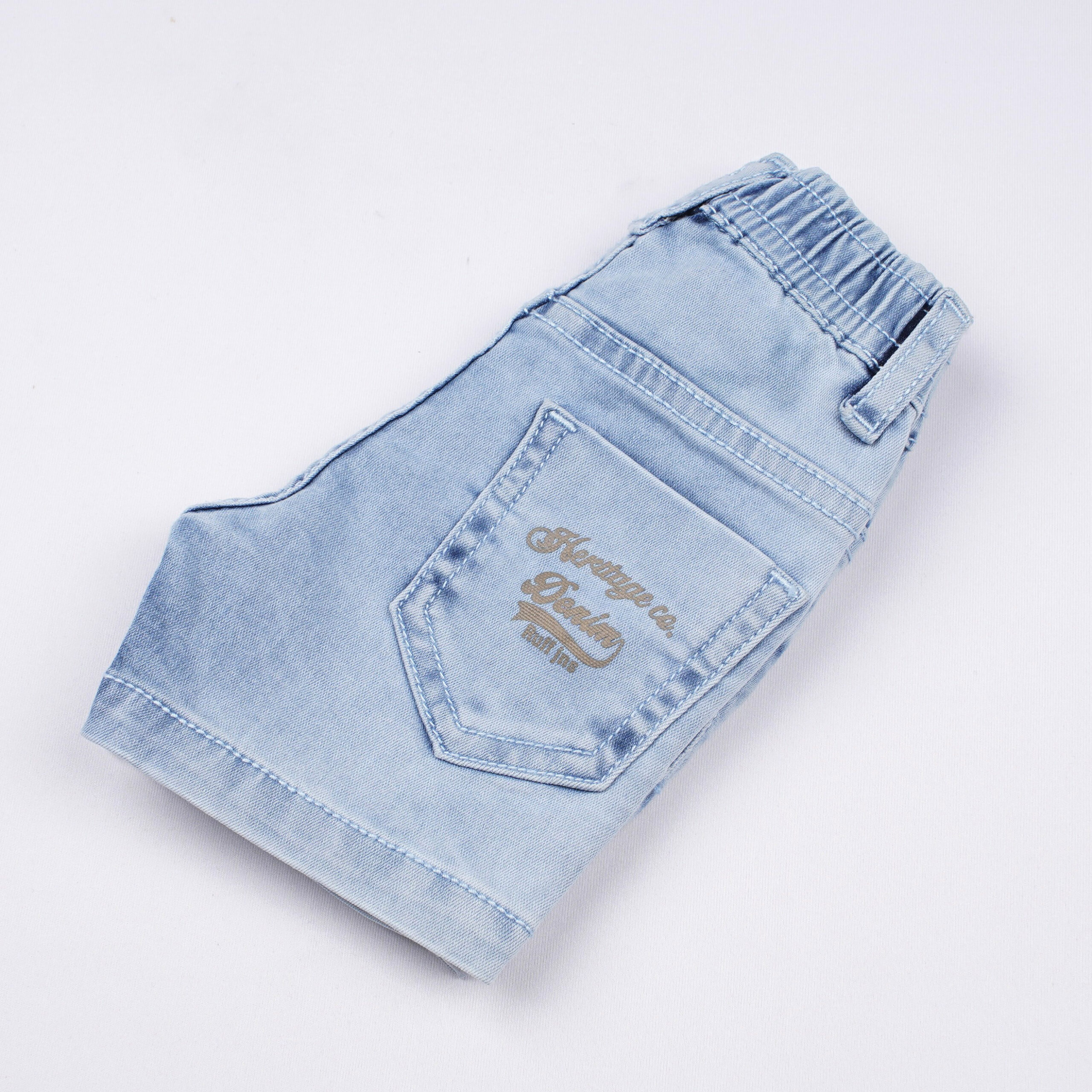Ruff Ice Blue Lightly Washed Regular Fit Denim Shorts