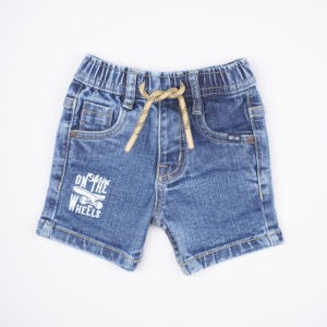 RUFF MINI Baby Boys Blue Graphic Printed Elasticated Denim Shorts