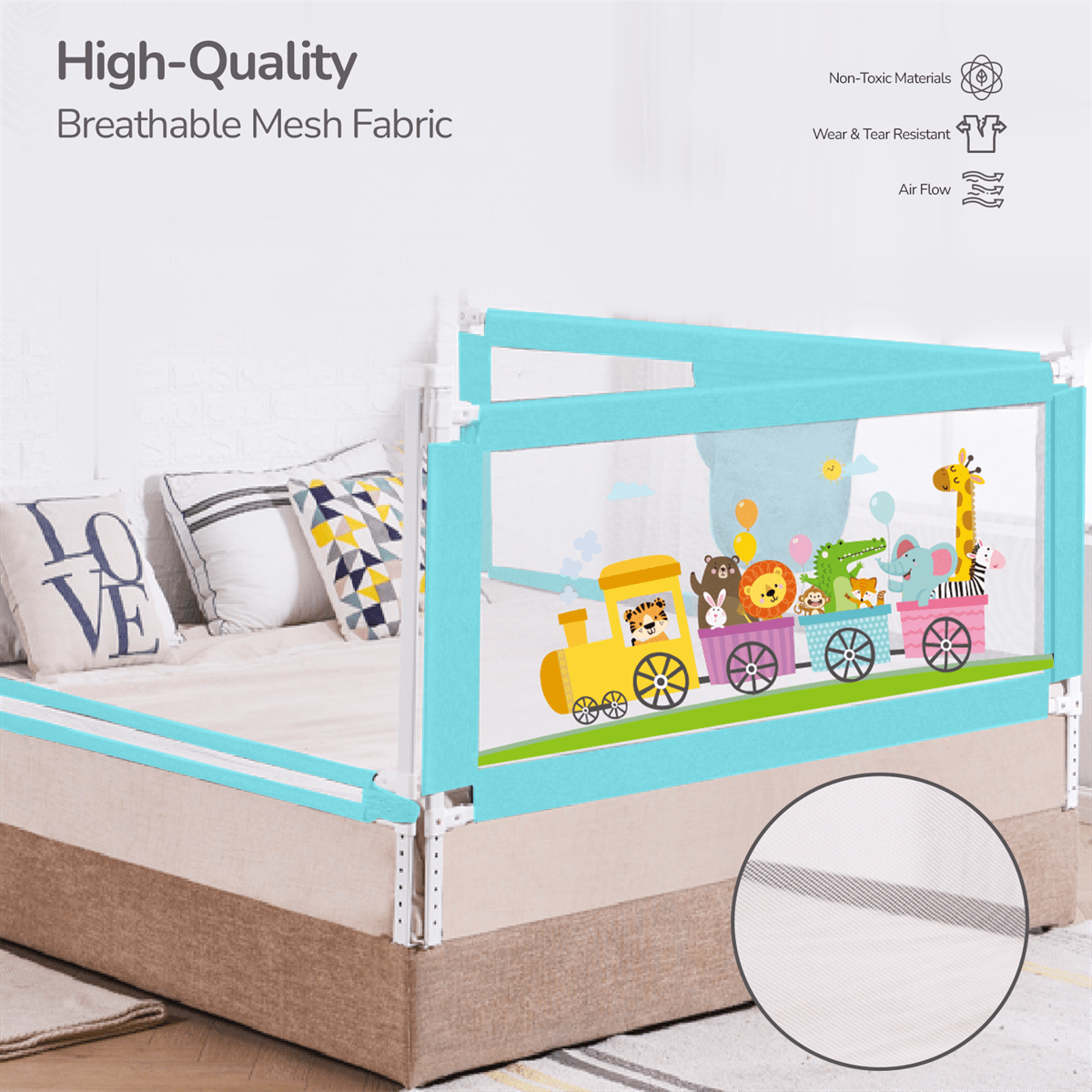 R for Rabbit Bed Rail (Cyan Blue)