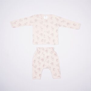 Baby Girls' Light Pink Teddy Bear & Crescent Moon Pajama Set