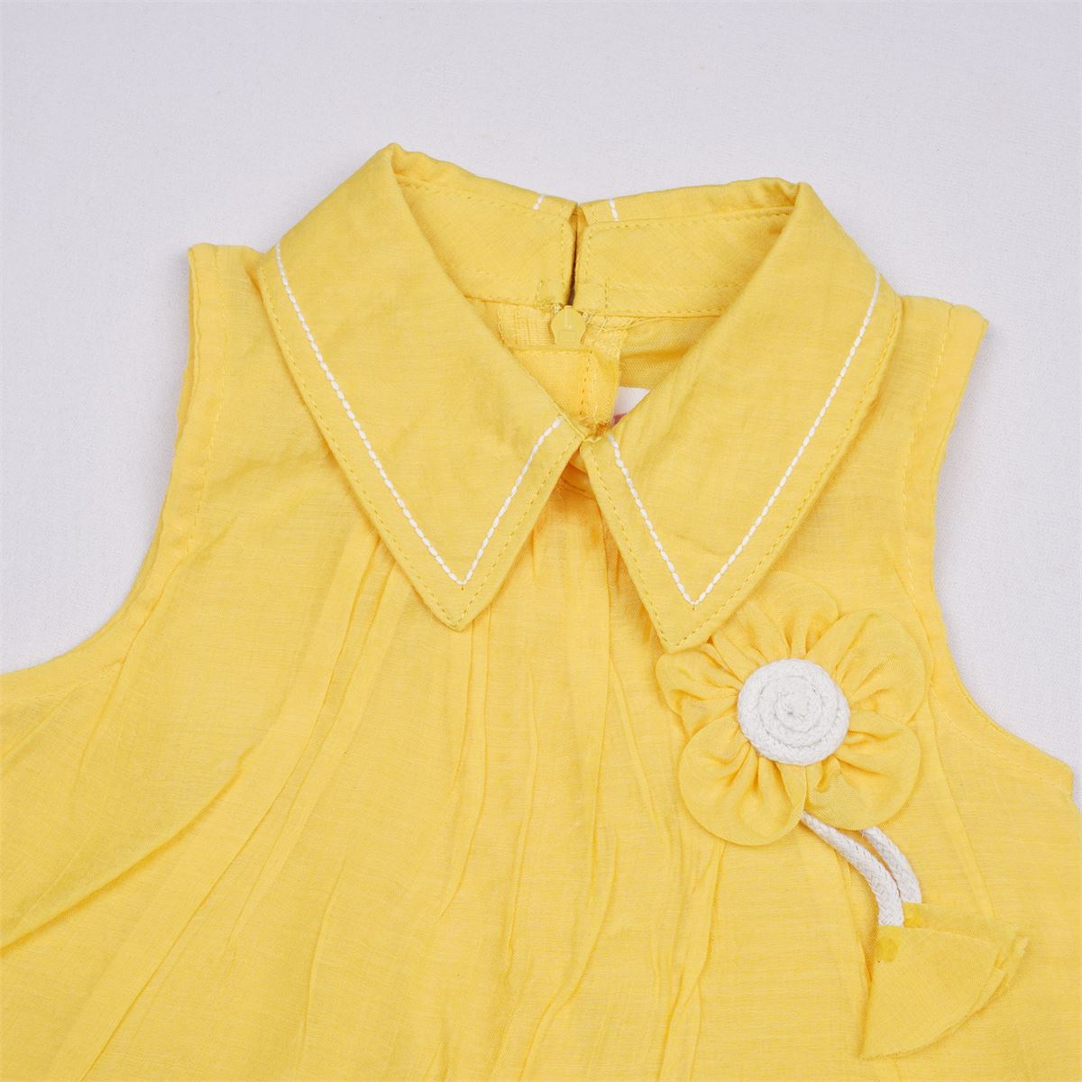 Justtots Bright Yellow Collared Ruffled Frock