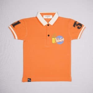 GUSTO Boys Vibrant Orange Graphic Printed Polo T-Shirt